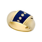 Salvini 18k Yellow Gold Diamond + Blue Enamel Ring // Ring Size: 7.25 // Pre-Owned