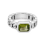 Chanel 18k White Gold Chain Peridot Ring // Ring Size: 5.25 // Pre-Owned