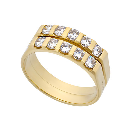 Salvini 18k Yellow Gold 2 Row Diamond Ring // Ring Size: 7.25 // Pre-Owned