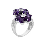 Ponte Vecchio 18k White Gold Amethyst + Diamond Ring // Ring Size: 6.5 // Pre-Owned