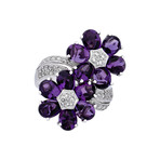 Ponte Vecchio 18k White Gold Amethyst + Diamond Ring // Ring Size: 6.5 // Pre-Owned