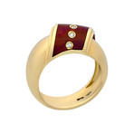 Salvini 18k Yellow Gold Diamond + Red Enamel Ring // Ring Size: 6.75 // Pre-Owned