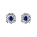 Brilliantee 18k White Gold Diamond + Blue Sapphire Earrings // Pre-Owned