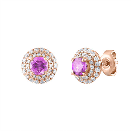 Brilliantee 18k Rose Gold Pink Diamond + Sapphire Earrings // Pre-Owned