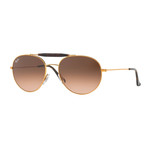 Unisex Aviator Sunglasses I // Gold + Light Brown