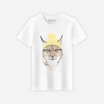 Geeky Cat T-Shirt // White (X-Large)