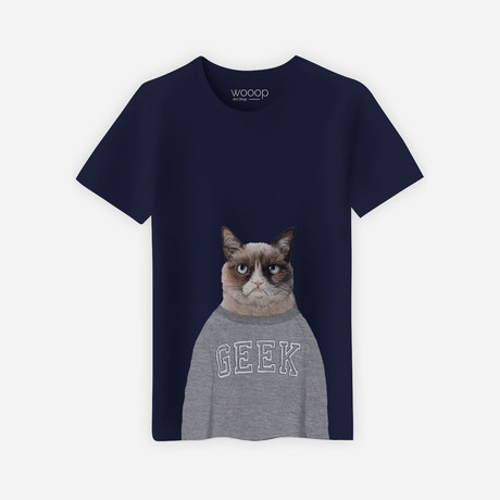 Grumpy Cat T-Shirt // Navy (Small)