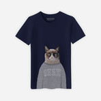 Grumpy Cat T-Shirt // Navy (X-Large)
