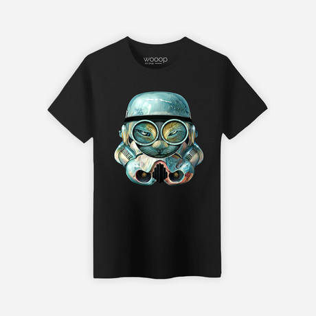 Trooper Cat T-Shirt // Black (Small)