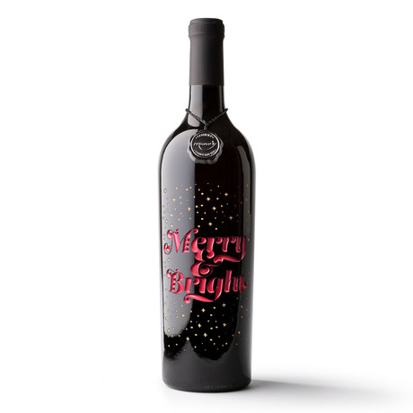 Merry and Bright Etched Wine