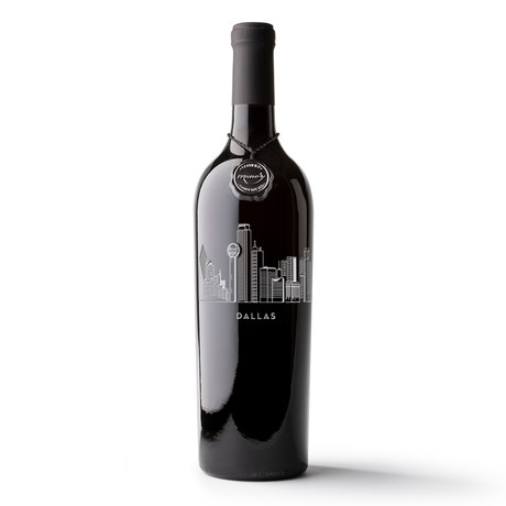 Dallas Skyline Etched Wine