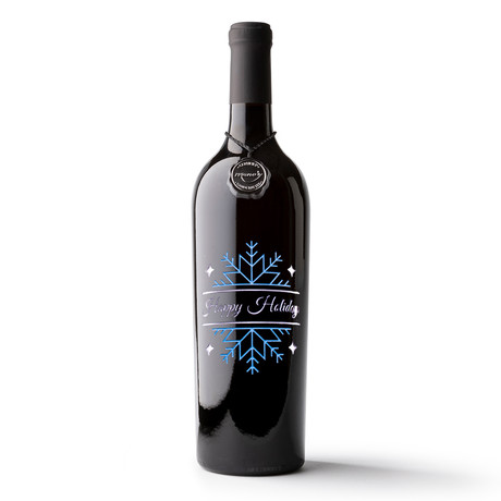 Happy Holidays Diamond Snowflake Etched Wine