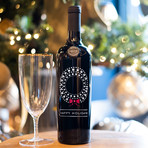 Holiday Wreath Etched Wine