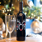 Joy Ornaments Holiday Etched Wine Bottle