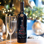 Merry Christmas Tree Etched Wine