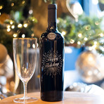 Happy Holidays Light Etched Wine