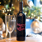 Merry and Bright Etched Wine