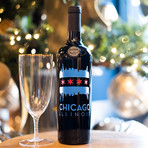 Chicago Flag Etched Wine