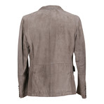 Gandalf Suede Leather Puffer Coat Jacket // Gray (XS)