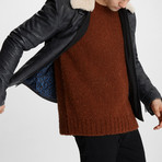 Sheldon Leather Jacket + Shearling Collar // Navy (S)