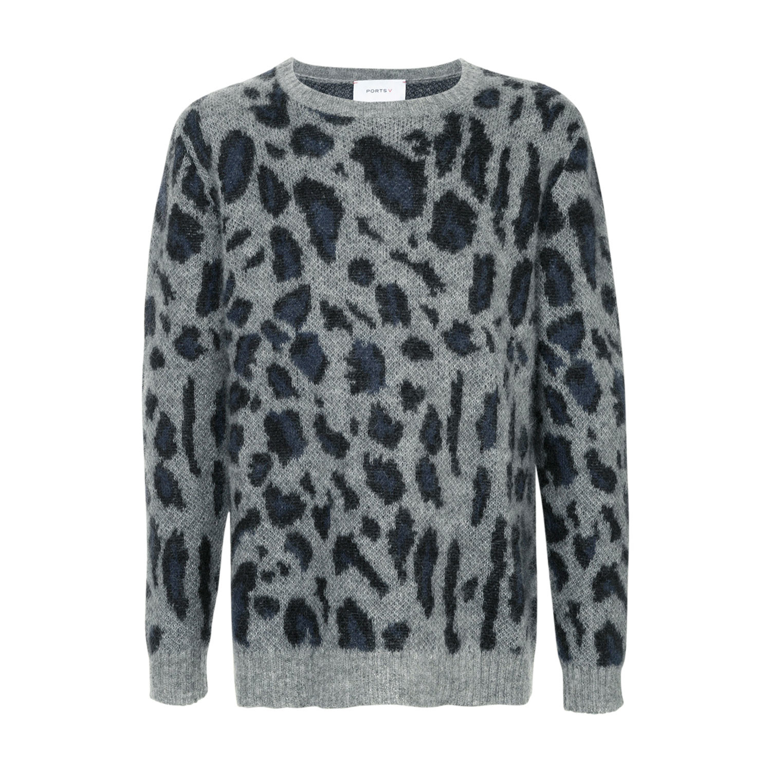 Leopard Wool + Mohair Jumper    Leopard Navy + Black (m) - Ports V 