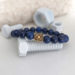 Lapis Lazuli Bead Bracelet // Blue + Brass