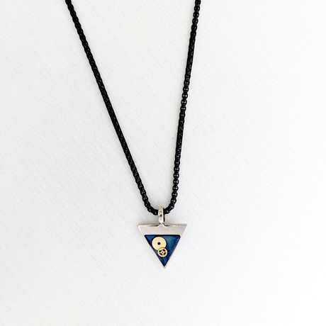 Triangle Gear Pendant Necklace // Sterling Silver (20" Chain)