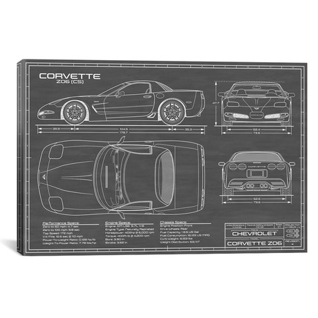 Corvette (C5) Z06 // Black (18"W x 12"H x 0.75"D)
