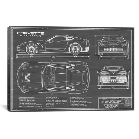 Corvette (C7) Stingray // Black (18"W x 12"H x 0.75"D)