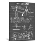 F4U Corsair Vintage Navy Airplane // Black (12"W x 18"H x 0.75"D)