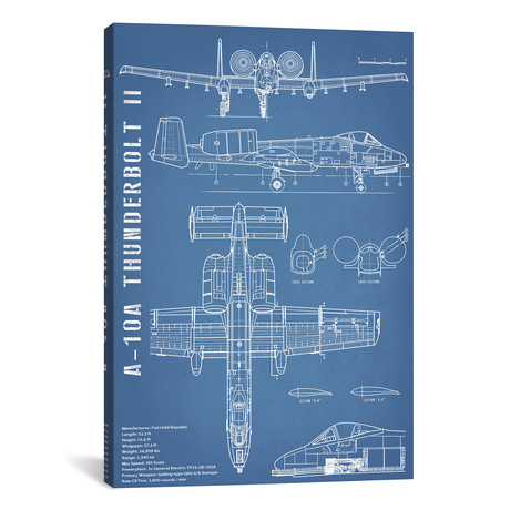 A-10 Thunderbolt II [Warthog] Airplane | Black - Portrait // Action Blueprints (12"W x 18"H x 0.75"D)