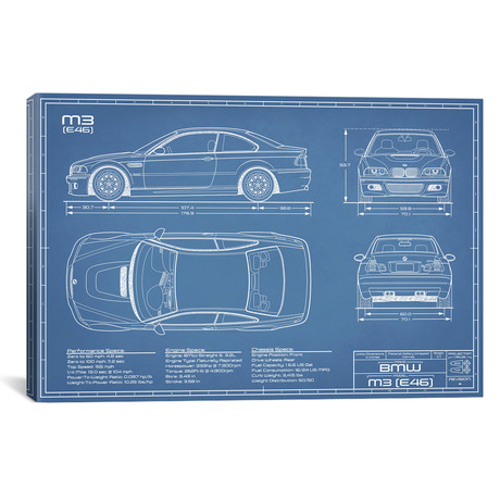 BMW M2 (E46) // Blueprint (18"W x 12"H x 0.75"D)