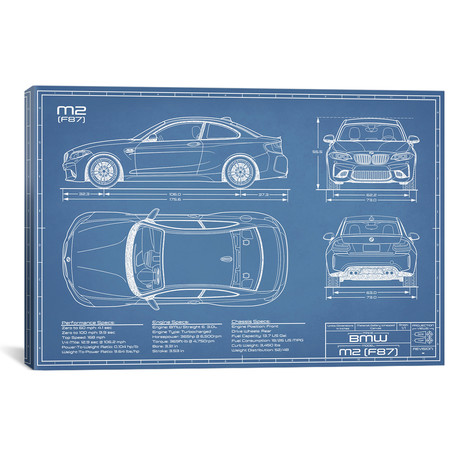 BMW M2 (F87) // Blueprint (18"W x 12"H x 0.75"D)