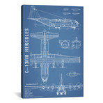 C-130 Hercules Airplane // Blueprint - Portrait (12"W x 18"H x 0.75"D)