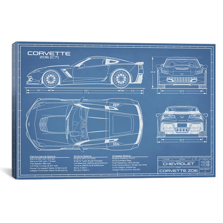 Corvette (C7) Z06 // Blueprint (18"W x 12"H x 0.75"D)