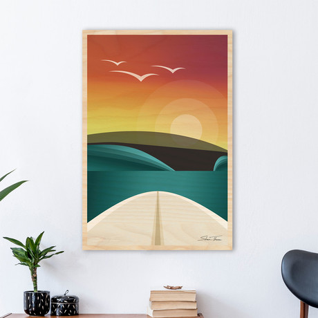 "Beach Break (Surfboard Perspective)" Wood Print // Includes Borders (20”W x 30”H x 0.75"D)
