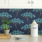 Blue Ficus Peel + Stick Wallpaper