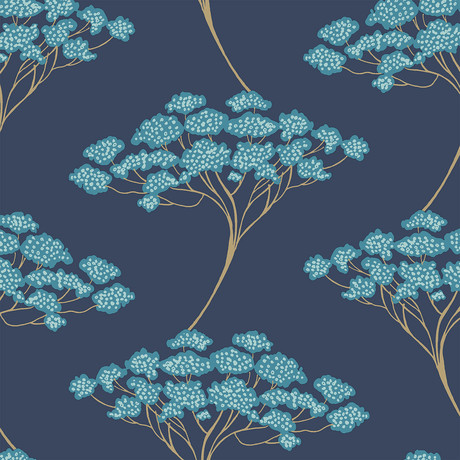 Blue Ficus Peel + Stick Wallpaper