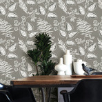 Gray Foliage Peel + Stick Wallpaper