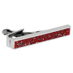 Red Stardust Tie Clip // Sterling Silver
