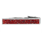 Red Stardust Tie Clip // Sterling Silver