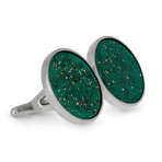 Green Stardust Cufflinks // Sterling Silver