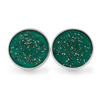 Green Stardust Cufflinks // Sterling Silver