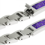 Purple Stardust Interchangeable Bracelet // Stainless Steel (Small)