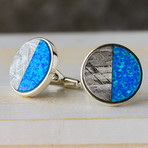 Meteorite + Crushed Opal Cufflinks // Sterling Silver