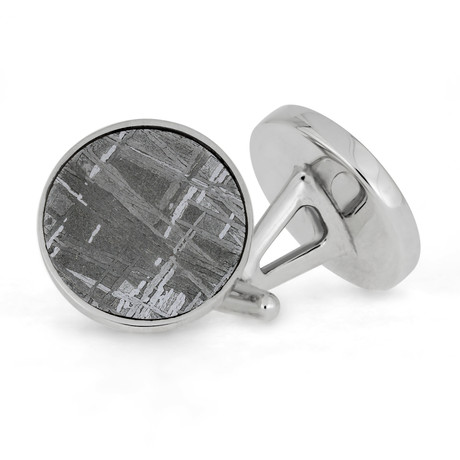 Round Meteorite Cufflinks // Sterling Silver