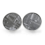 Round Meteorite Cufflinks // Sterling Silver