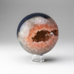 Genuine Polished // Pink Druzy Quartz Geode Sphere + Round Acrylic Stand