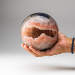Genuine Polished // Pink Druzy Quartz Geode Sphere + Round Acrylic Stand