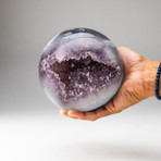 Genuine Polished // Amethyst Geode Sphere + Round Acrylic Stand // v.3